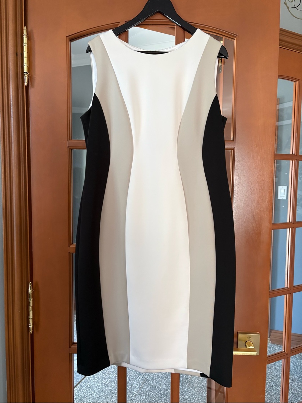 Calvin Klein Sleeveless Colorblock Midi Dress - Black, White & Gray